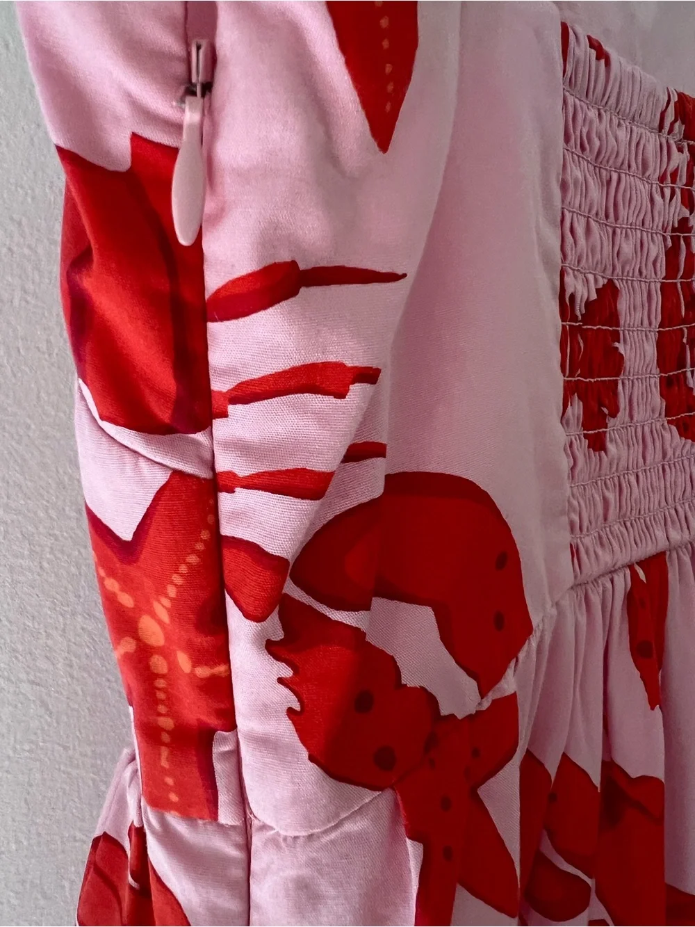 J. Crew Pink Midi Dress with Red Lobster Print size 4